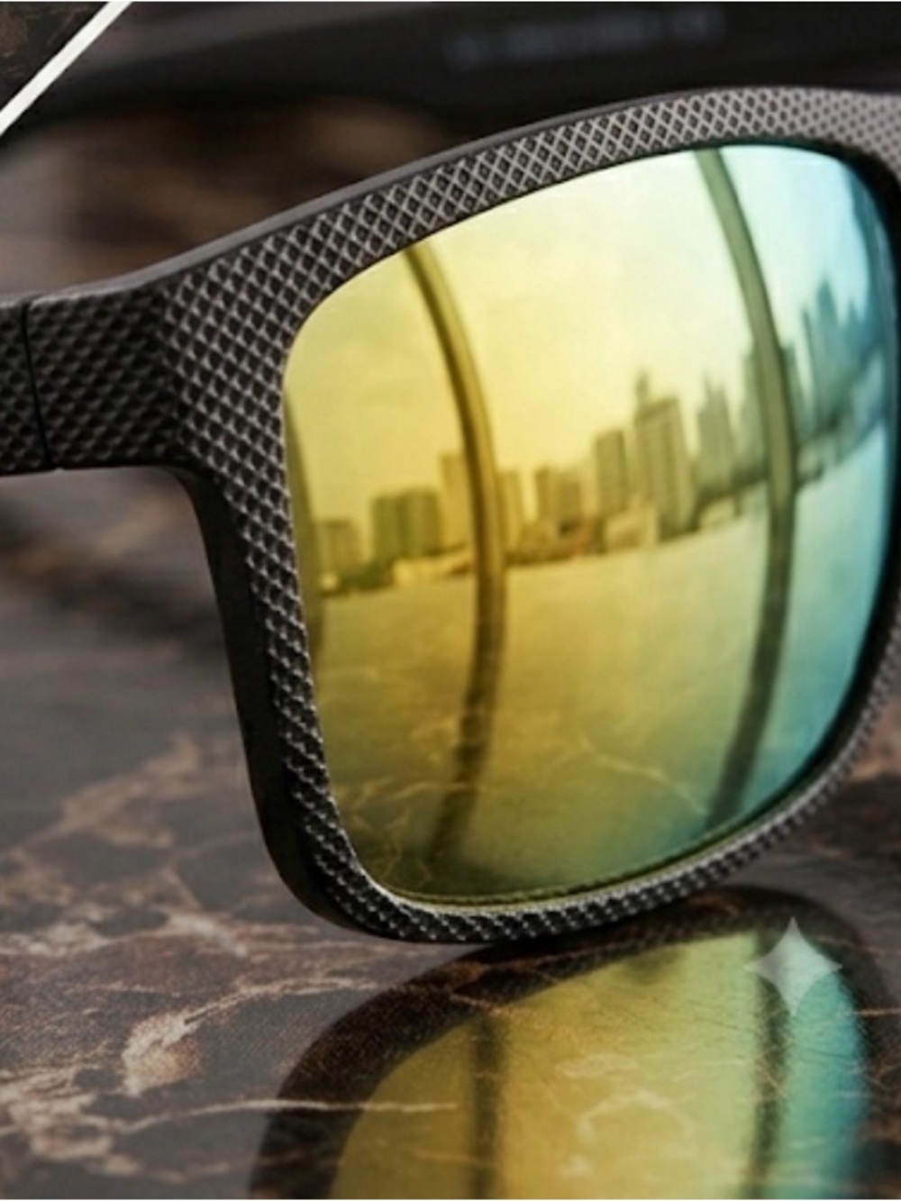 NWOT/Men's Yellow Paleshy Mirrored Sunglasses - Picture 2 of 4
